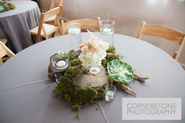 natural wedding centerpiece moss succulents