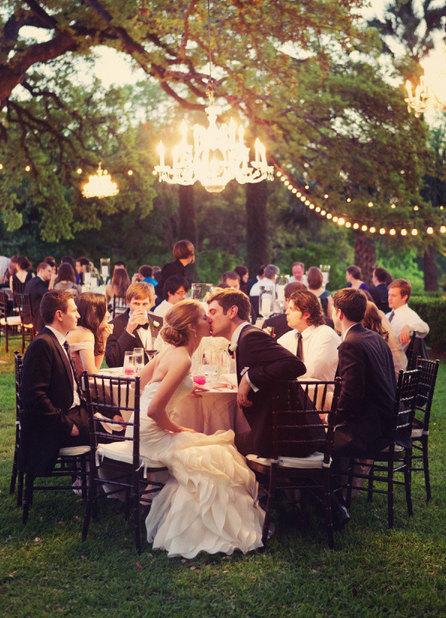 outdoor chandelier wedding rental